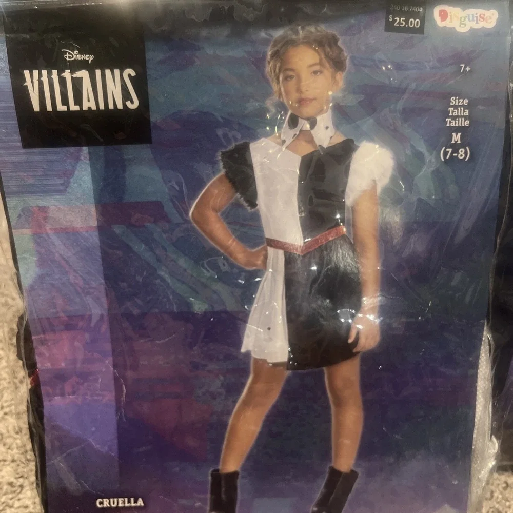 NEW Disney Villains Teen Cruella DeVille Halloween Costume‎ Size Medium 7-8